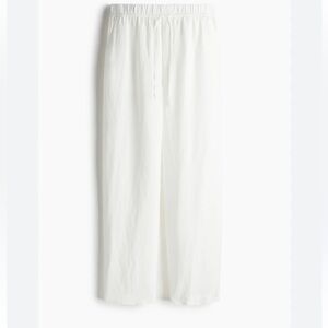 H&M Wide Leg Linen Blend Pants in White